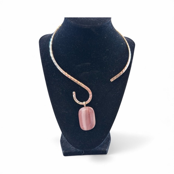 Handmade Delmarva Designs Fused Glass Pendant Necklace on 16”  Choker - Picture 3 of 12